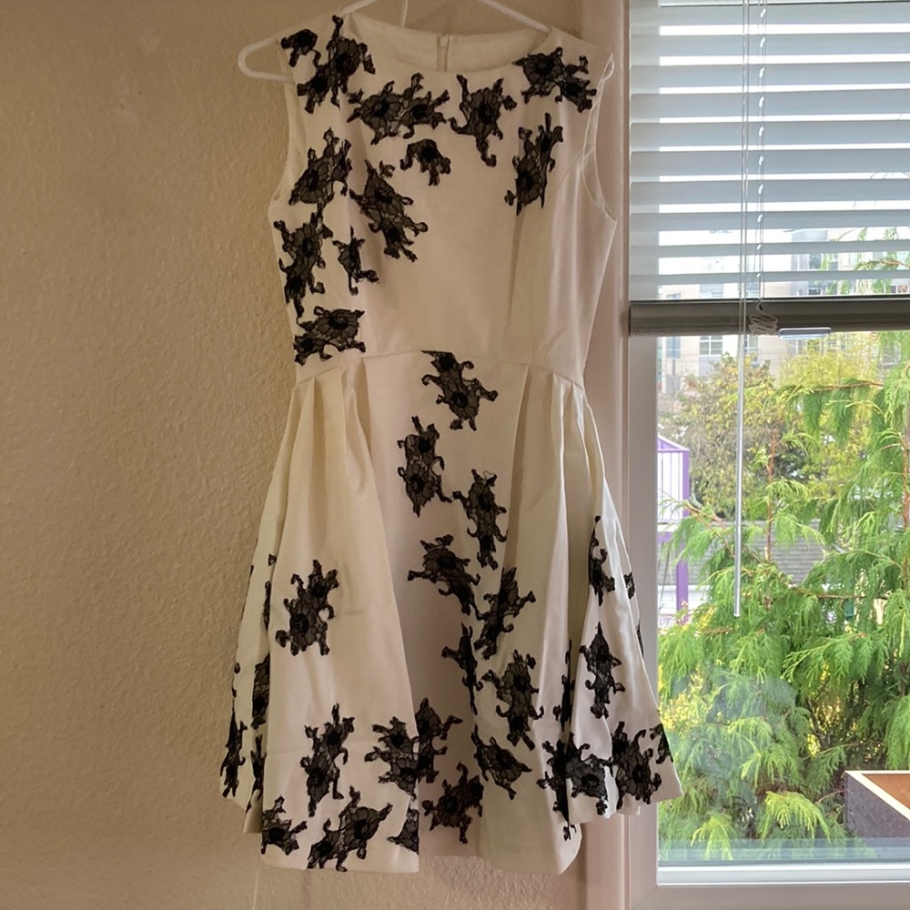 White formal dress with black laces